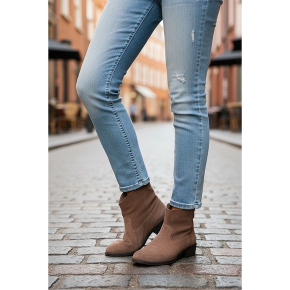 Jessica Simpson Women's Suede Leather‎ Ankle Boots Brown Casual Western